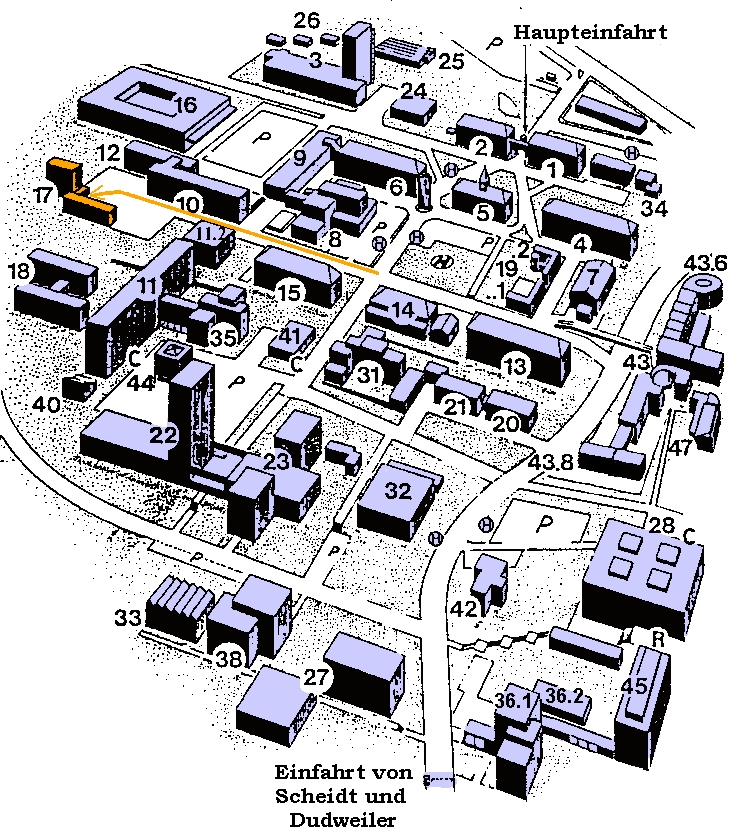 Campusplan: Wegbeschreibung