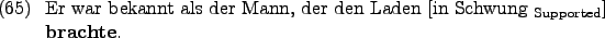 \begin{example}
Er war bekannt als der Mann, der den Laden \rule{0em}{0em}[in Schwung $_{\text{Supported}}$] \textbf{brachte}.
\end{example}