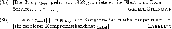 \begin{examples}
\item \rule{0em}{0em}[Die Story $_{\text{Text}}$] \textbf{geht...
...oser Kompromisskandidat $_{\text{Label}}$]\hfill\textsc{Labeling}
\end{examples}